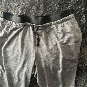 Nike Heather Gray Dri Fit Capri with Black Stripes
